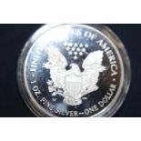 A 2020 one ounce fine silver proof dollar