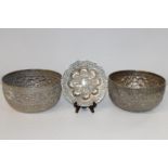 Three pieces of antique Oriental silver plated ware