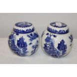 A pair of Burleigh Ware willow pattern ginger jars