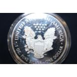 A 2020 one ounce fine silver proof dollar