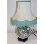 A Oriental ceramic lamp base & shade