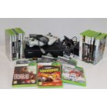 An Xbox 360 with controllers and qty of games untested