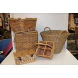 A selection of assorted wicker work baskets collection only