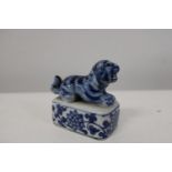 A antique Chinese porcelain seal/chop 8cm x 8cm (Has old repair to the head)