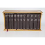 A Folio Society 2003 set of Samuel Pepys diary's in display shelf