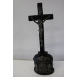 A antique ebonized crucifix h48cm