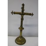 A antique brass crucifix h48cm