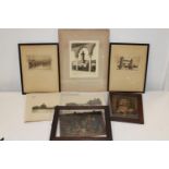 A selection of antique lithographs etc