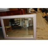 A large gilt & pink framed wall mirror 96x72cm Collection Only