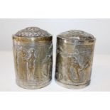 Two antique Indian themed Cannisters h11cm