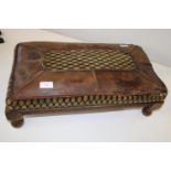 A Victorian leather & fabric footstool 55x30cm Collection Only