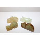 Four vintage carved jade netsukes 5cm x 3cm