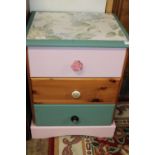 A upcycled pine three draw unit 60cm x 40cm x 48cm collection only