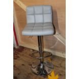 A set of five chrome & grey padded adjustable stools collection only