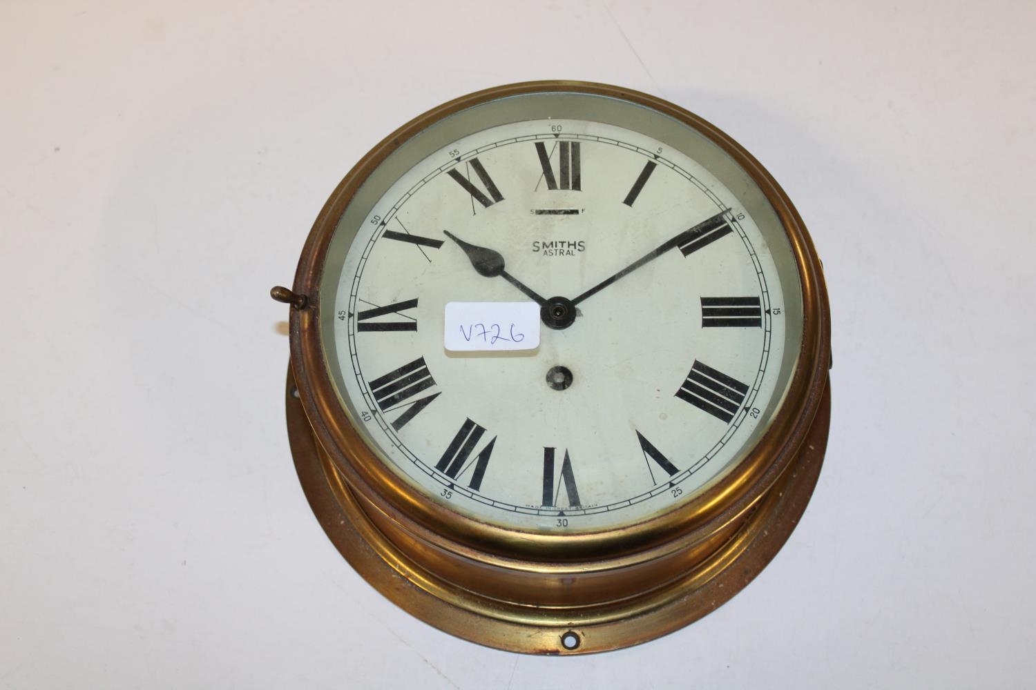 A heavy brass cased ships style Smiths Astral clock (needs attention) 23cm in diameter