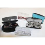 A selection of designer spectacle frames with cases: Ray Ban x2,Christian Dior,Givenchy,Versace,