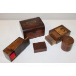 An assortment of treen boxes etc