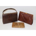 Three ladies crocodile/alligator handbags