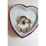 A set of three 9ct gold sapphire & diamond interlocking ring size L