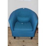 A blue fabric tub chair with removeable cover collection only