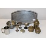 A selection of vintage metal wares including Scandinavian pewter etc