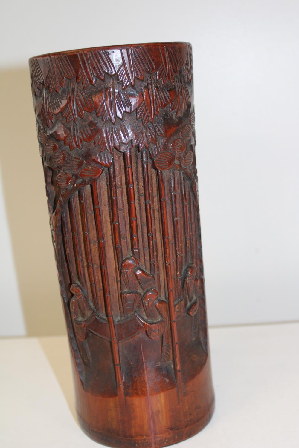 A Chinese bamboo brush pot