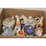 A box of vintage ceramic teapots collection only