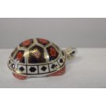 A Royal Crown Derby paper weight in the form of a tortoise with no stopper