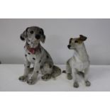 Two resin dog figures 37cm tall