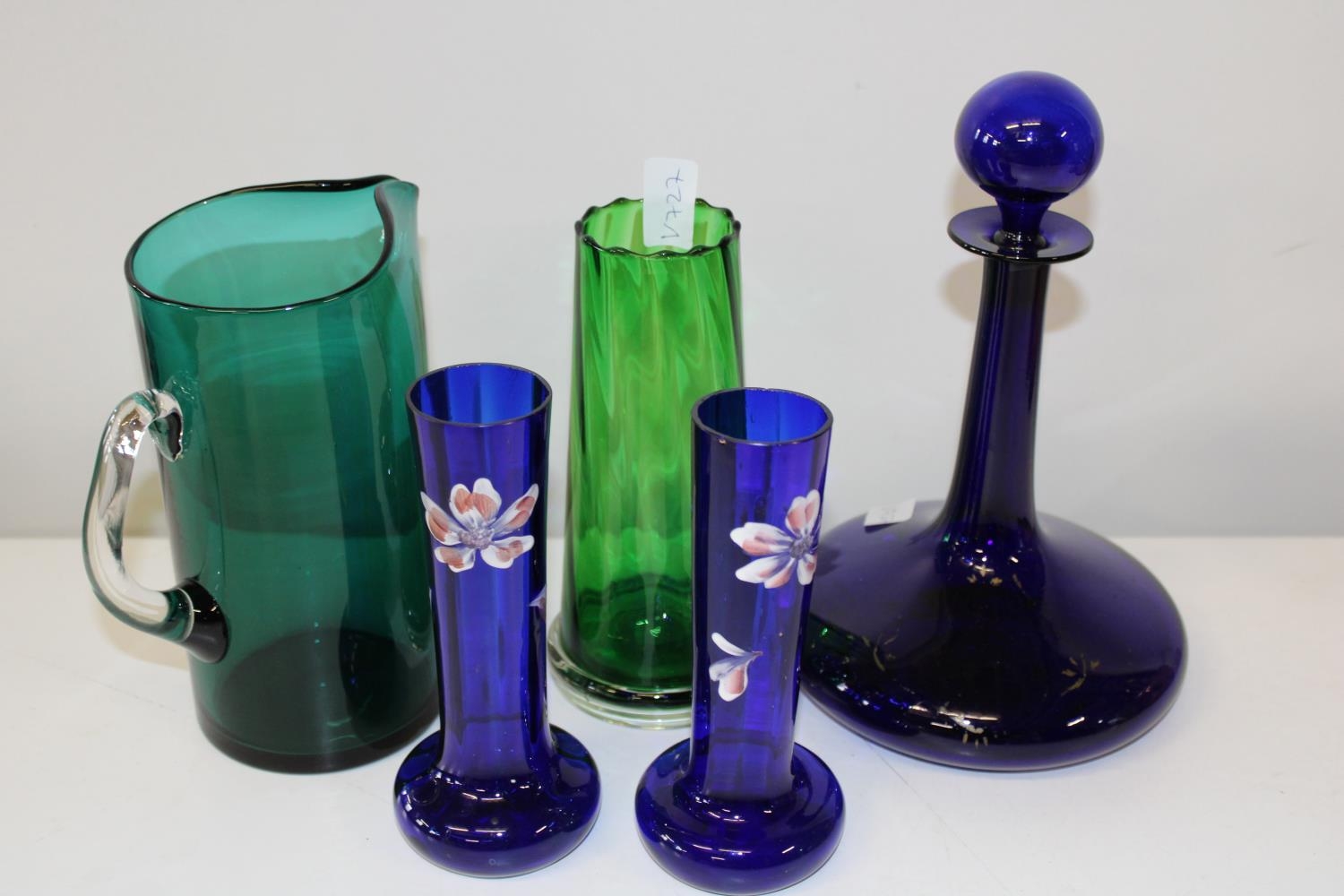 A selection of vintage coloured glassware