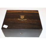 A vintage Coromandel jewellery/sewing box 28cm x 20cm x 12cm