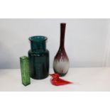 Four pieces of assorted art glass