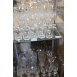 A job lot of assorted glass ware over two shelves Collection Only