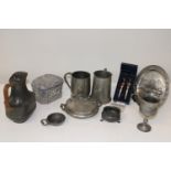 A selection of vintage pewter wares etc