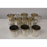 A selection of silver plated drinking vessels