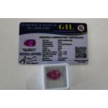 A sapphire gemstone with cert