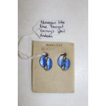 A pair of Norwegian silver & enamel clip earrings by David Anderson