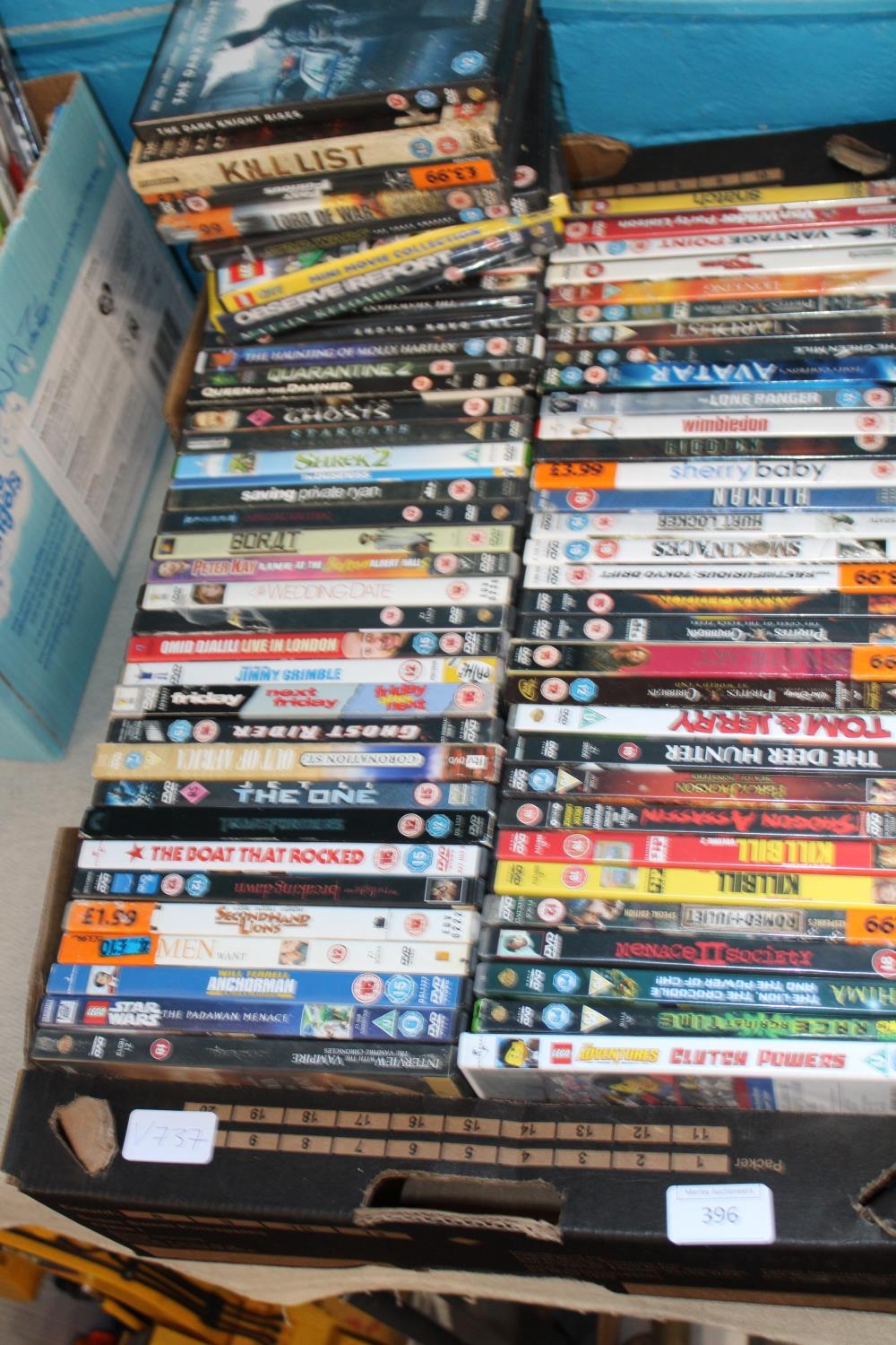 A tray of DVD's