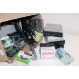 A box full of assorted computer components etc