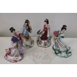 Four collectable Lena Liu figures with certs approx h23cm