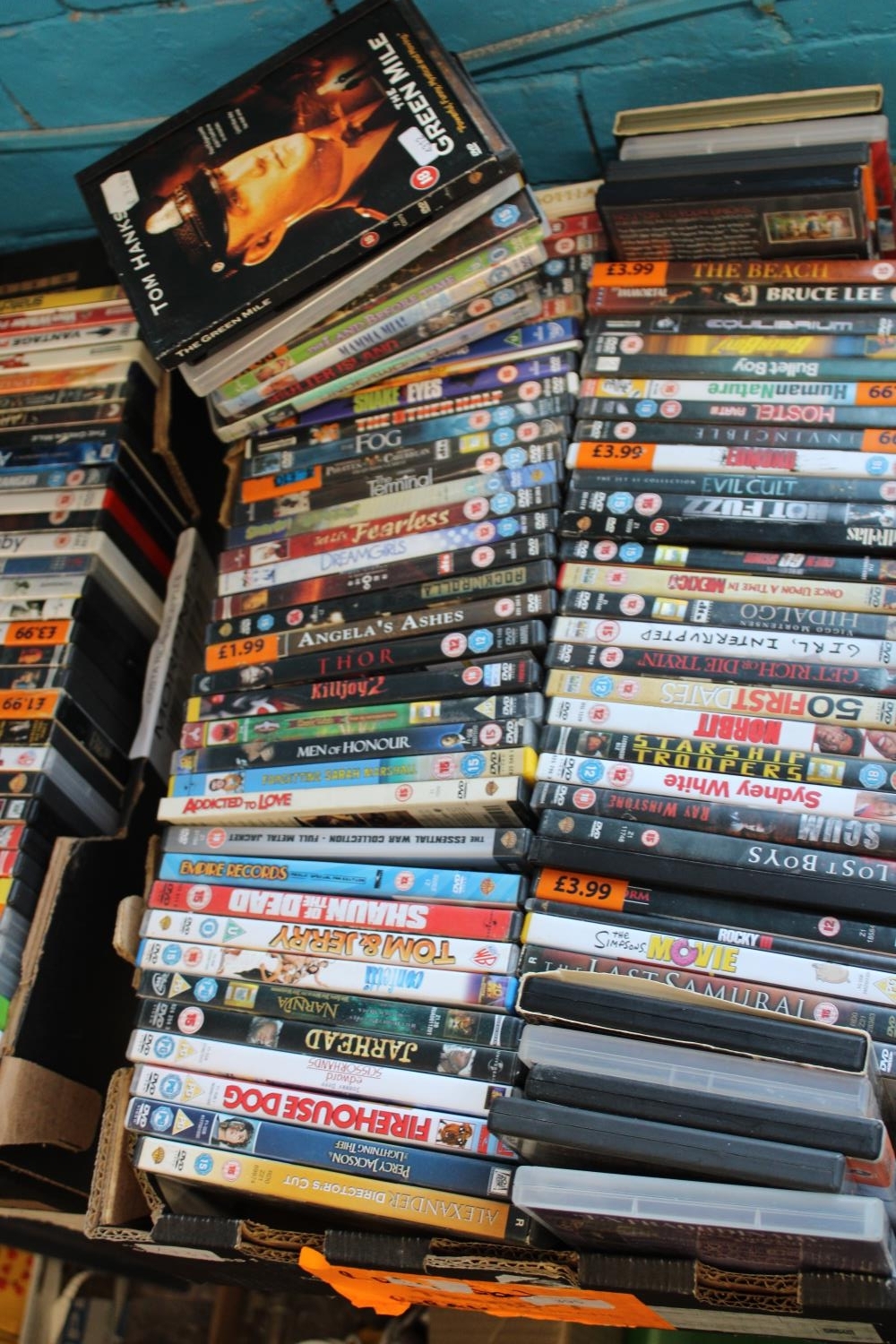 A tray of DVD's