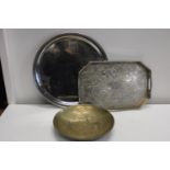 Three pieces of assorted metal ware