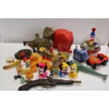 A box of assorted vintage toys etc