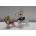 Two Murano style glass dog figures - tallest 27cm