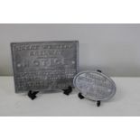 Two reproduction metal railway plaques - largest 26.5x20.5cm