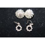 Two pairs of antique silver & marcasite earrings