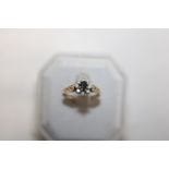 A 9ct gold sapphire & white stone ring 2.0 grams size O 1/2