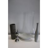 A selection of glass & ceramic items - tallest 60.5cm