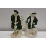 Two antique Staffordshire flat back figures - tallest 38.3cm