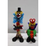 Two Murano style glass clown figures - tallest 25.5cm